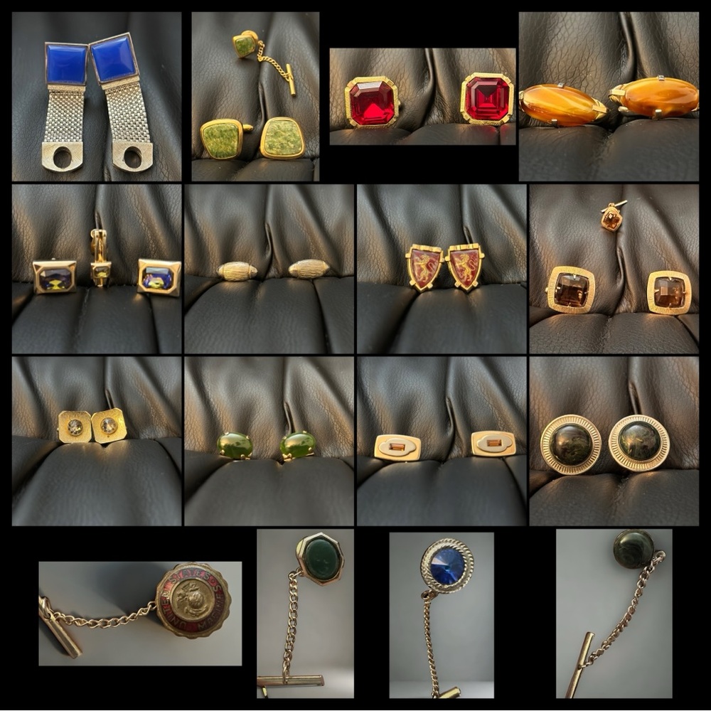 Vintage Lot Of Cufflinks And Tie Tacks Jewelry Asis Some Sets Hickok, Swank